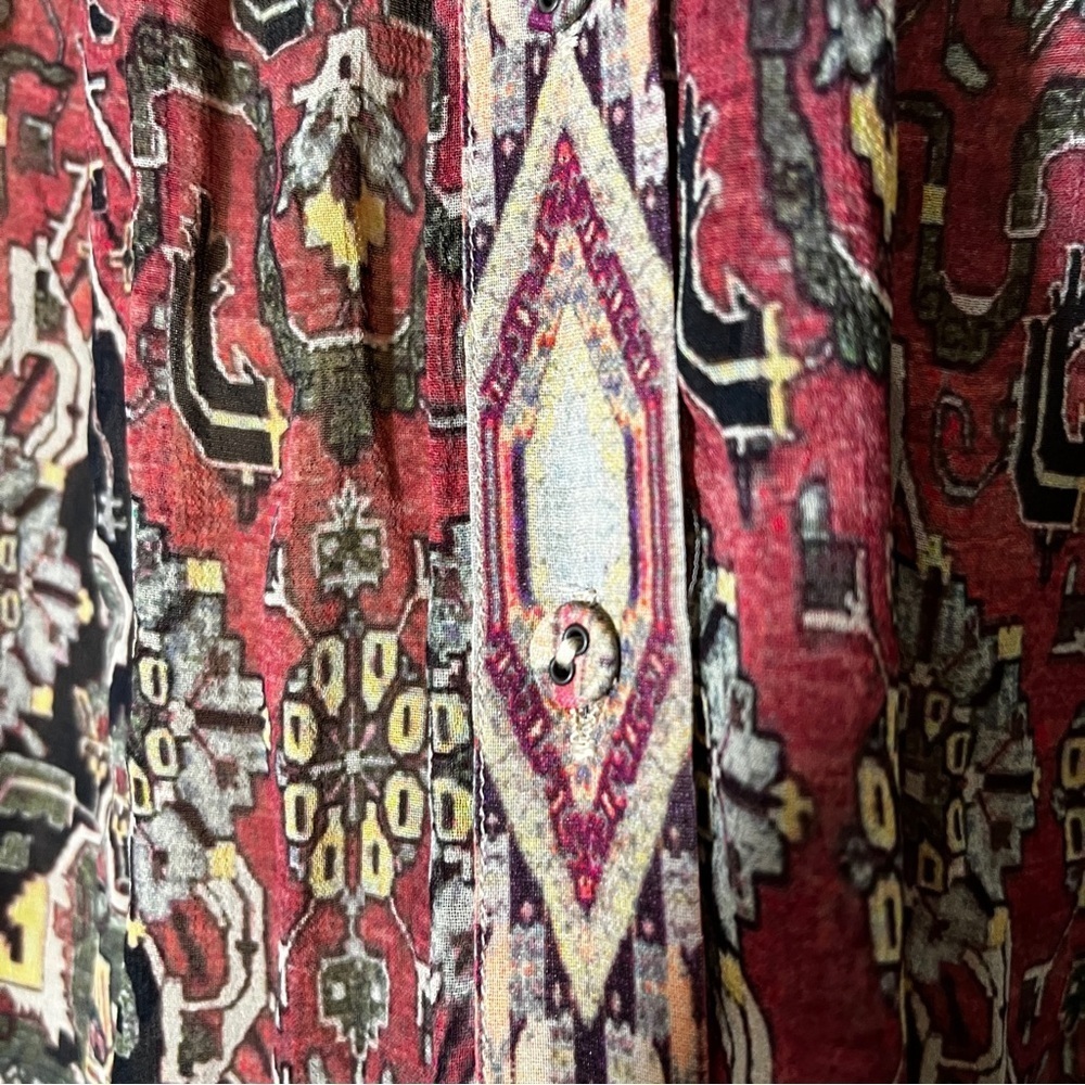 Soft Surroundings Southwest Boho Aztec Graphic Tunic Blouse Women's Medium - Picture 5 of 9